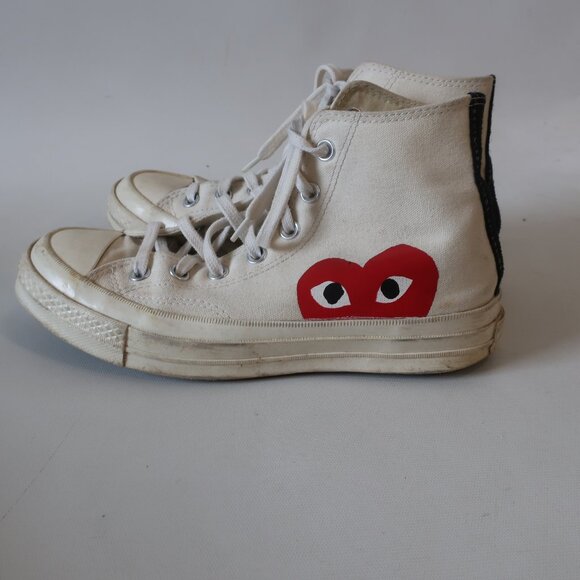 Womens Converse Chuck Taylor Commes des Garcons White Red All Star Sneakers W/8 - Picture 3 of 12